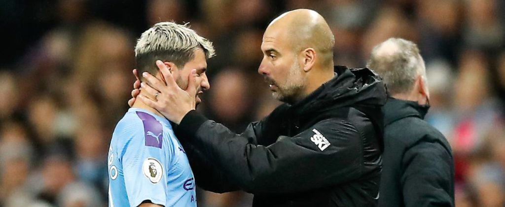 Sergio Agüero et Pep Guardiola